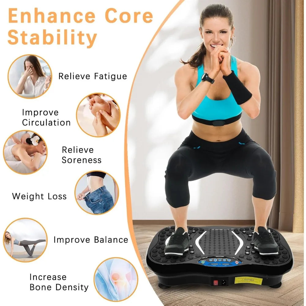 Vibrating board exercise machine with remote control, full body workout vibrating platform for weight loss and shaping