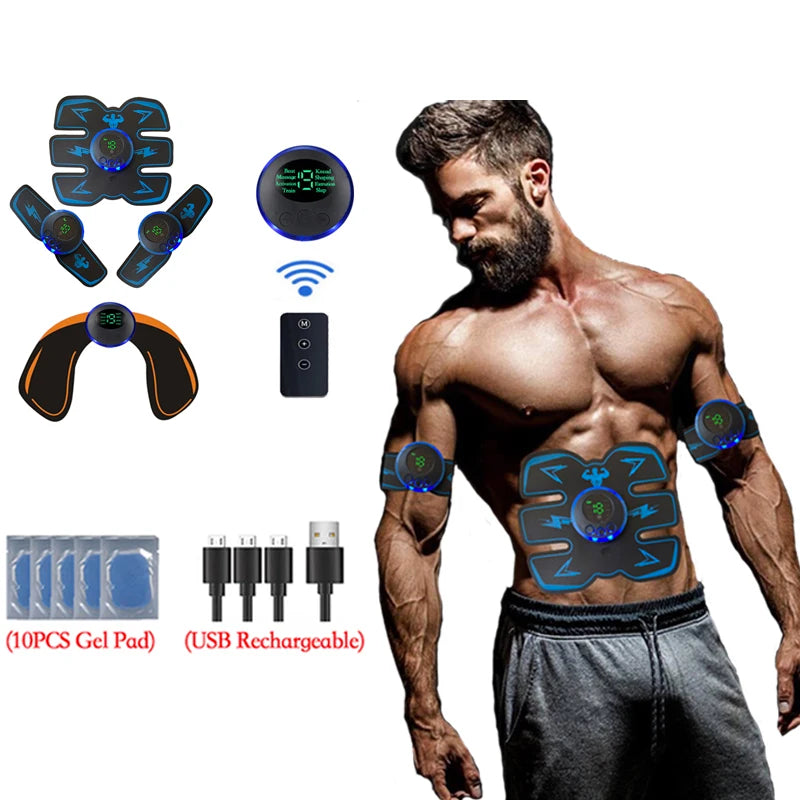 USB Rechargeable Smart EMS Muscle Stimulator Electric ABS Abdominal Patch Training Arm Neck Body Massager Fitness Slimming