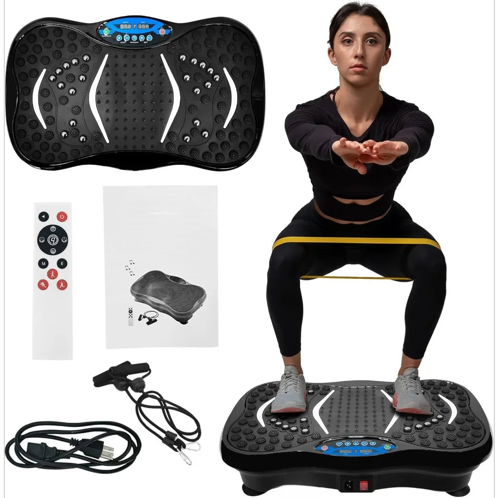 Vibrating board exercise machine with remote control, full body workout vibrating platform for weight loss and shaping